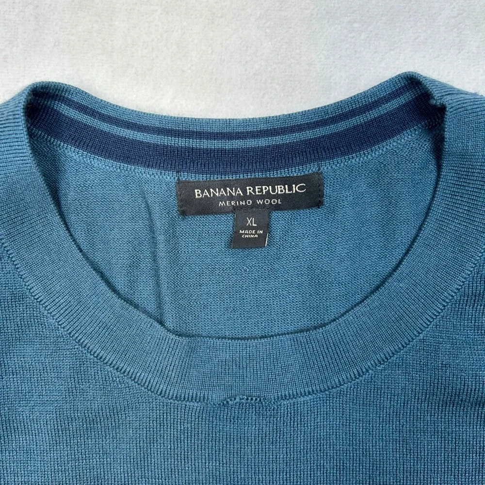 Banana Republic Sweater Mens‎ XL Crew Neck Long Sleeve Knit Pullover Teal 7619